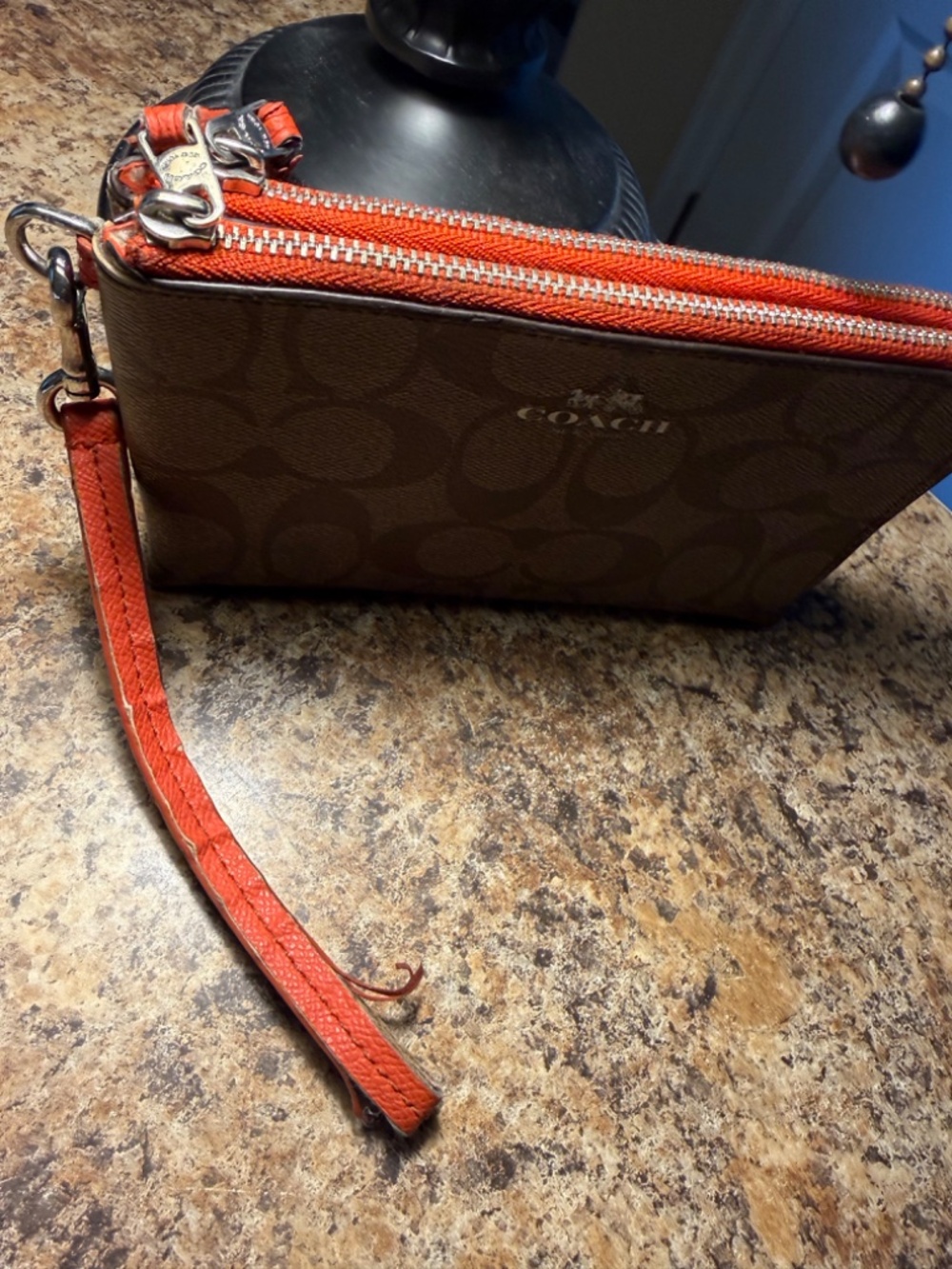 Coach Brown and Red Wristlet-excellent shape-#440 - Picture 3 of 4